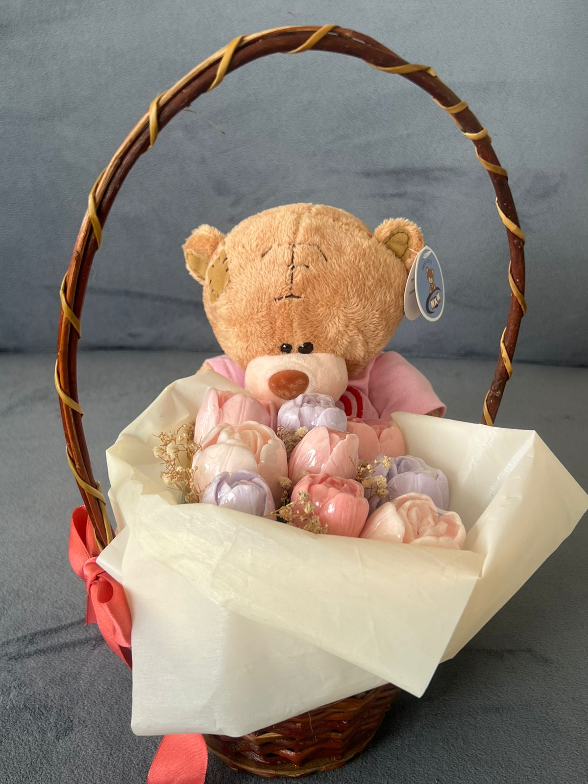 Canasta Osito con jabones de glicerina